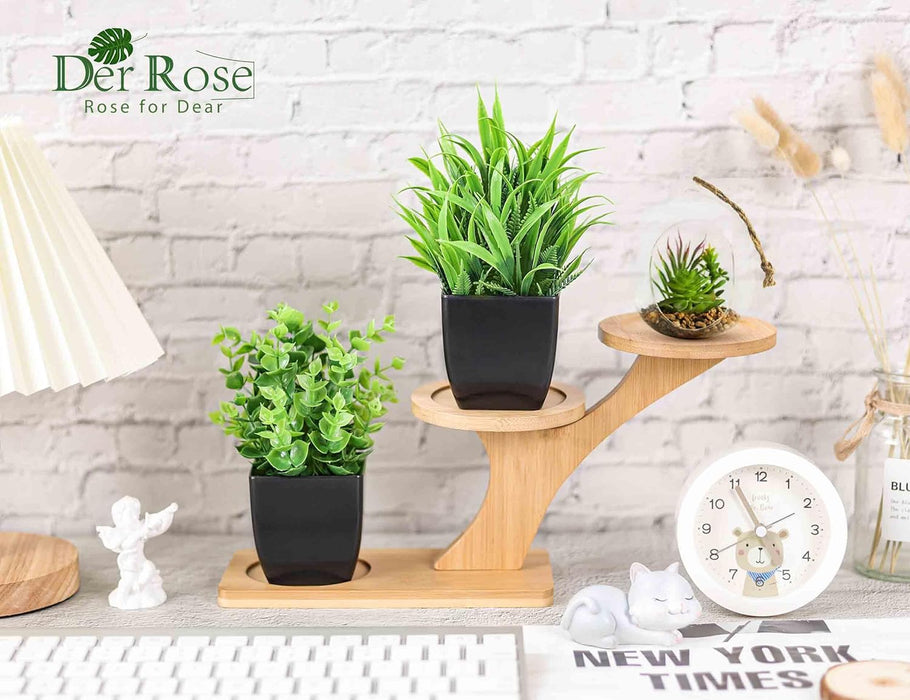 2 Pcs Fake Plants Small Artificial Plants for Black Bathroom Decor