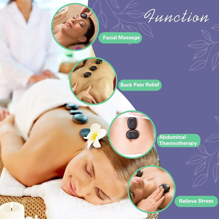 10 Pcs Basalt Hot Stones Massage Set with Temperature Adjustment