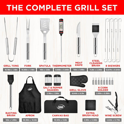 Grilling Accessories, Dad Gifts for Christmas, Heavy Duty Stainless Steel Grill Set BBQ Grill Accessories for Outdoor Gr