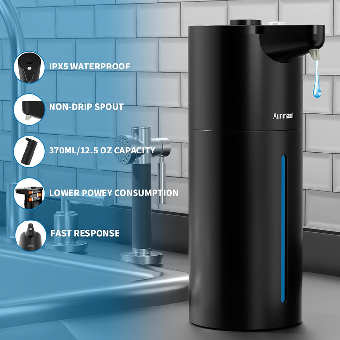 Automatic Soap Dispenser Touchless,15-Level,Kitchen Bathroom Black