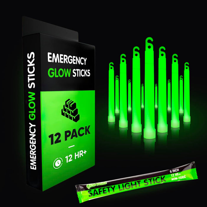 Emergency Glow Sticks with 12 Hours Duration, Individually Wrapped Industrial Grade Glowsticks for Survival Gear, Campin