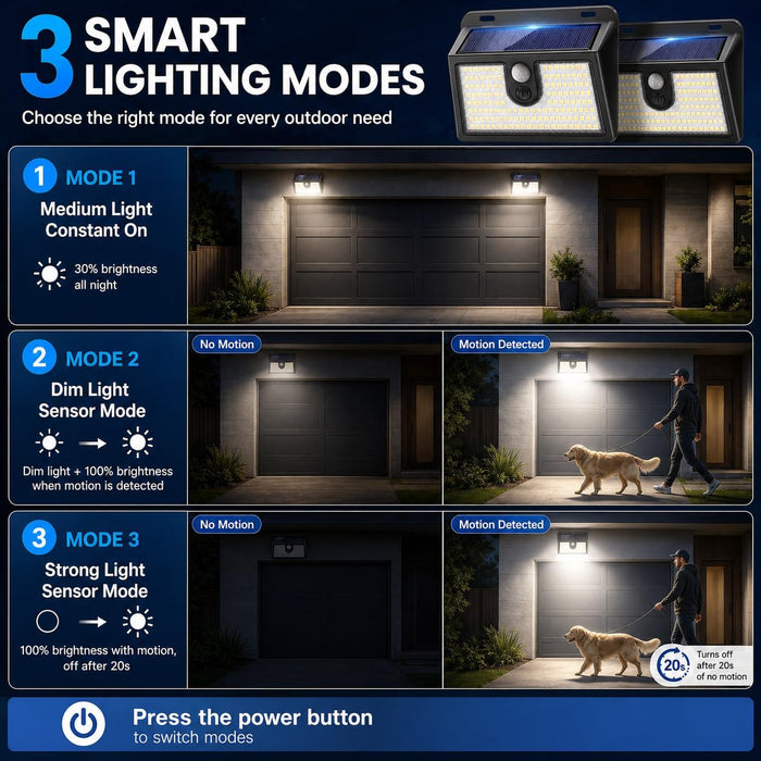[6 Packs] Solar Motion Sensor Outdoor Lights, Super Bright Solar Lights Outdoor Waterproof, 3 Lighting Modes Security Wa