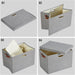 17" Large Fabric Storage Box with Lids, 3-Pack, Gray