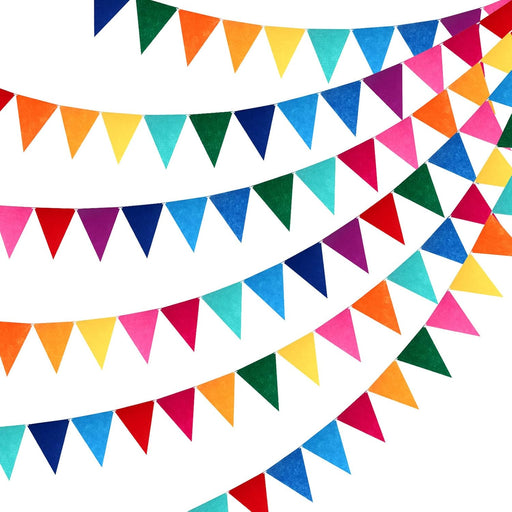 6 Pack Pennant Banner Flags, 72 Flags/8.2 ft, Rainbow Colors