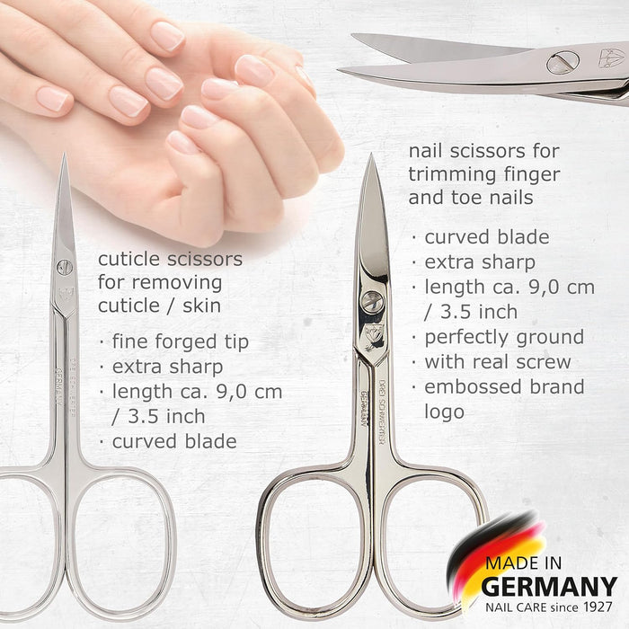 3 Swords Germany - brand quality 8 piece manicure pedicure grooming kit set synthetic leather case ostrich cognac - Made
