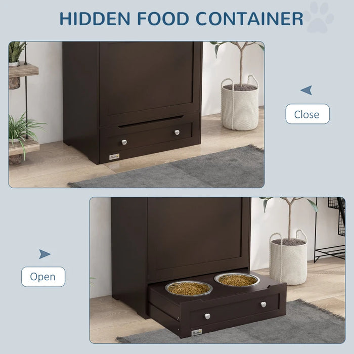 Raised-Bowl Pet Feeder Station with Storage Cabinet