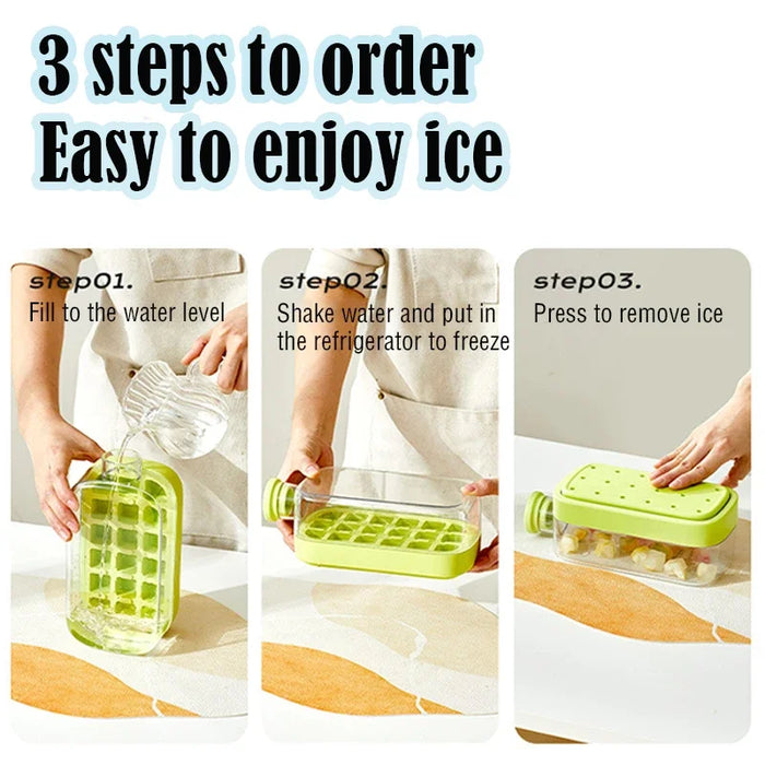 Touch-Free Ice Cube Bottle with Storage Bin