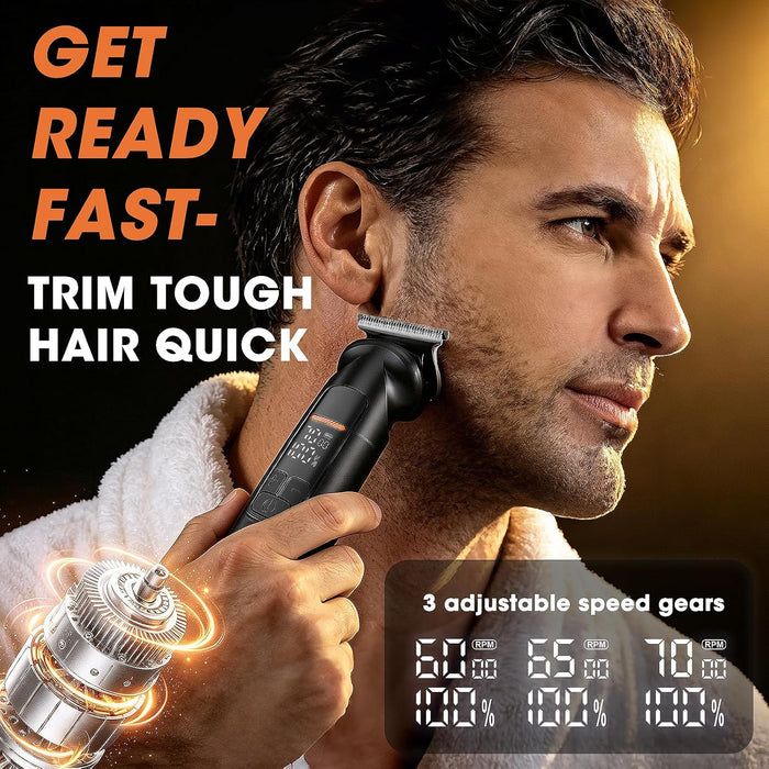 Beard Trimmer for Men - 6 in 1 Hair Clipper & Grooming Kit, Cordless Rechargeable with LED Display, IPX6 Waterproof, Nos