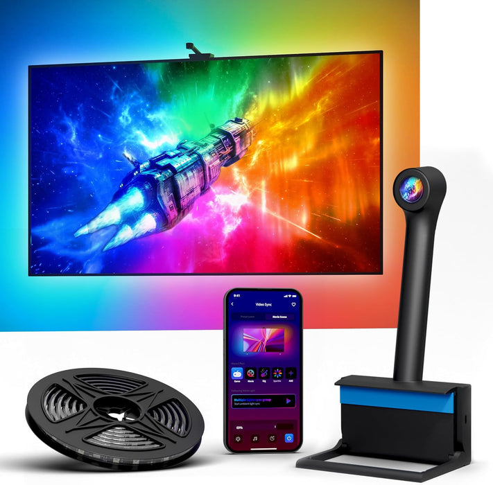 TV LED Backlight with Camera, RGBIC Lights Sync with 55-65 Inch TVs
