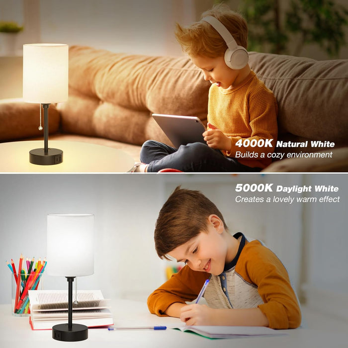 Bedside Table Lamp for Bedroom - Small Desk Lamp with USB Ports