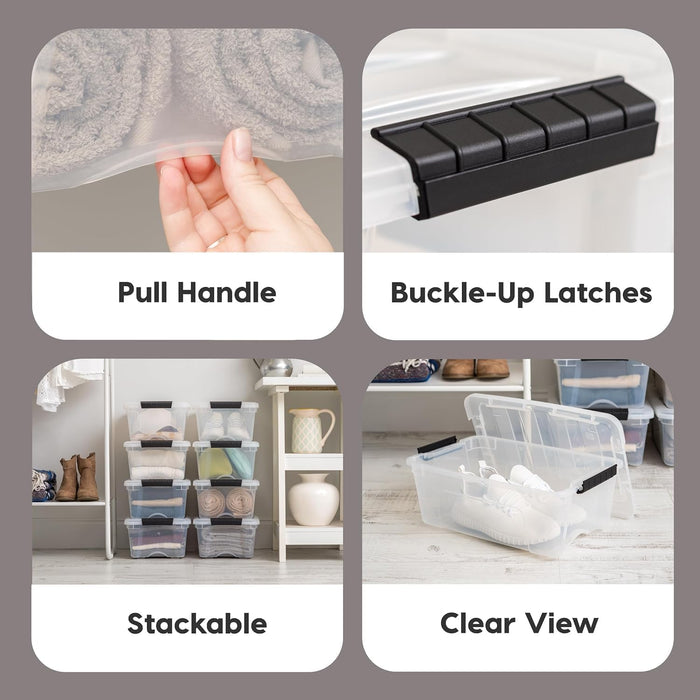 4-Pack 13 Quart Storage Bins with Lids, Clear