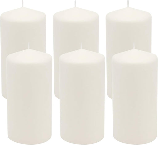 Unscented White Tall Pillar Candles, 65 Hour Burning Candle Pillars, Perfect for Decor, Weddings, Emergencies 3" X 6", 6