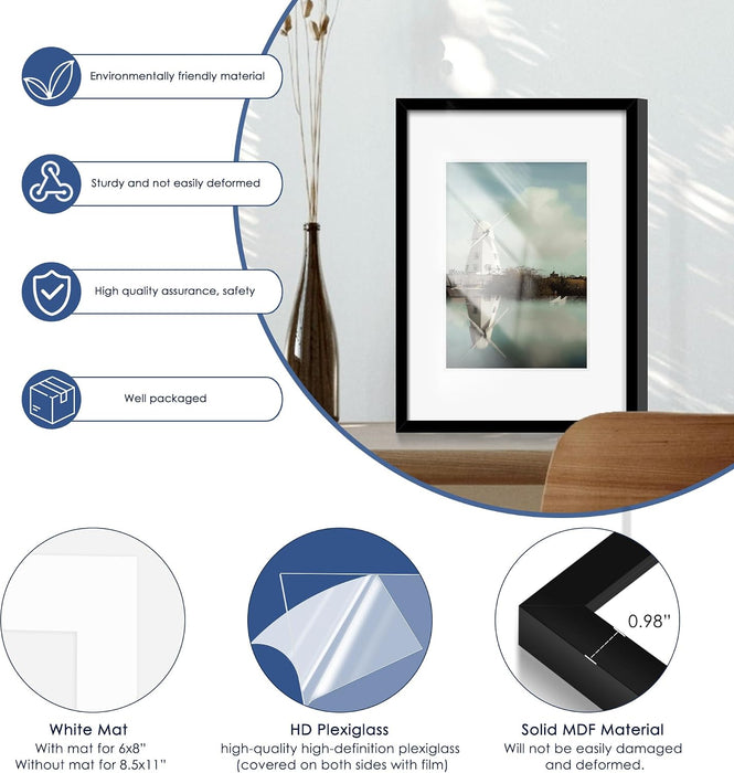 16x20 Picture Frame Set of 6, Wall Mounting Display, Black
