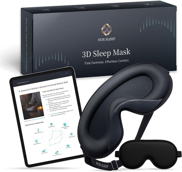 3D Sleep Mask for Men, 100% Blackout Eye Mask for Sleep, Ice Silk Adjustable Sleeping Mask for Side Sleepers, Soft Breat