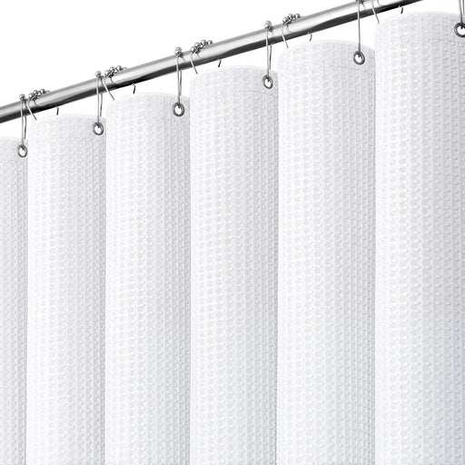 Waffle Shower Curtain 256 GSM Heavy Duty Fabric 72"x72" White