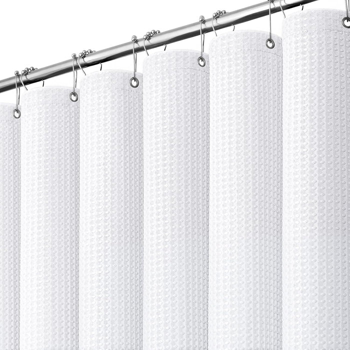 Waffle Shower Curtain 256 GSM Heavy Duty Fabric 72"x72" White