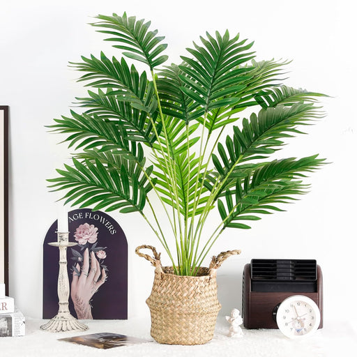 28" Fake Palm Tree, Artificial Floor Plant with Boho Woven Basket