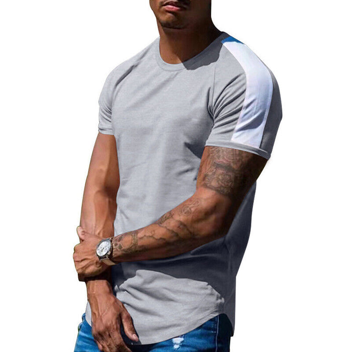 Mens Casual round Curved Hem T-Shirt Men Sport Fashion Short Sleeve T Shirts