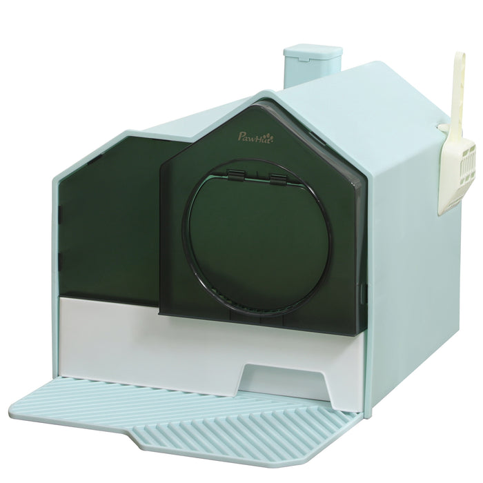 Hooded Cat Litter Box with Tracking Mat