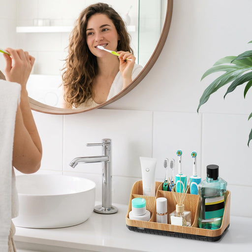 Bathroom Organizers and Storage - Detachable 7 Slots Kids Electric Toothbrush and Toothpaste Holde Drainage for Bathroom