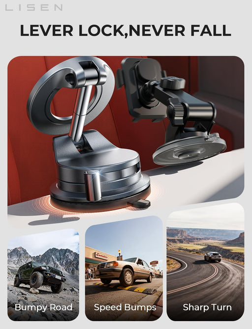 for MagSafe Car Mount [3800gf Strong Magnet&90+LBS Suction] 360° Adjustable Vacuum Magnetic Phone Holders for Your Car, 
