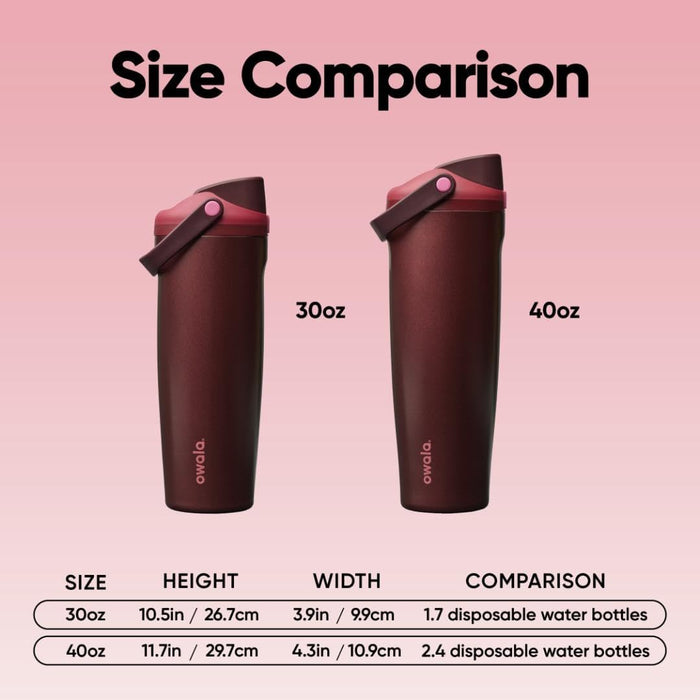 Owala FreeSip Sway Stainless Steel Water Bottle 30 oz Black Cherry