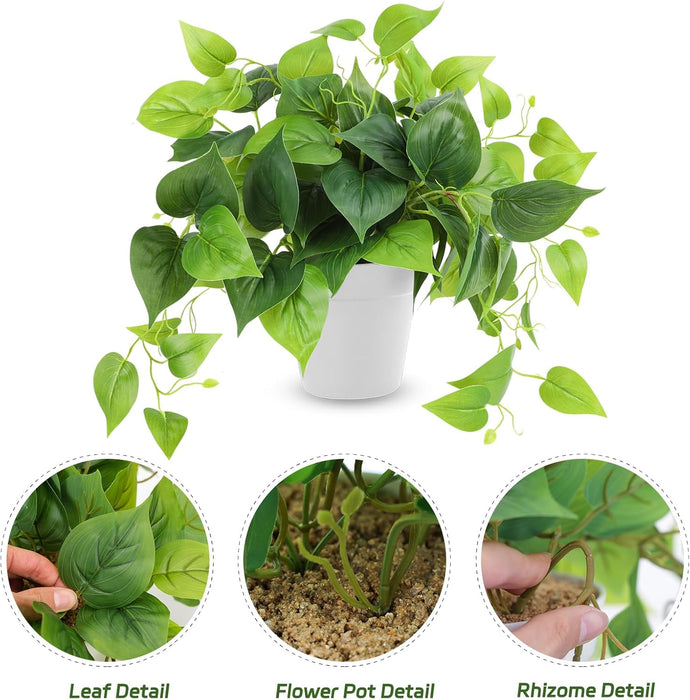 Artificial Plants Fake Pothos with Plastic Pot Artificial Potted Plant for Home Office Bedroom Indoor Outdoor Decor 1 Pa