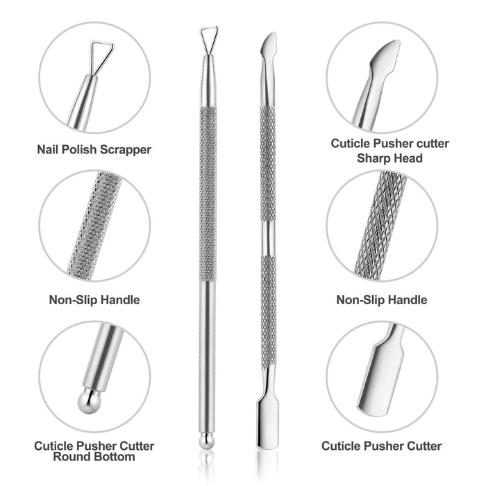 Cuticle Trimmer with Pusher and Cutter,Silver