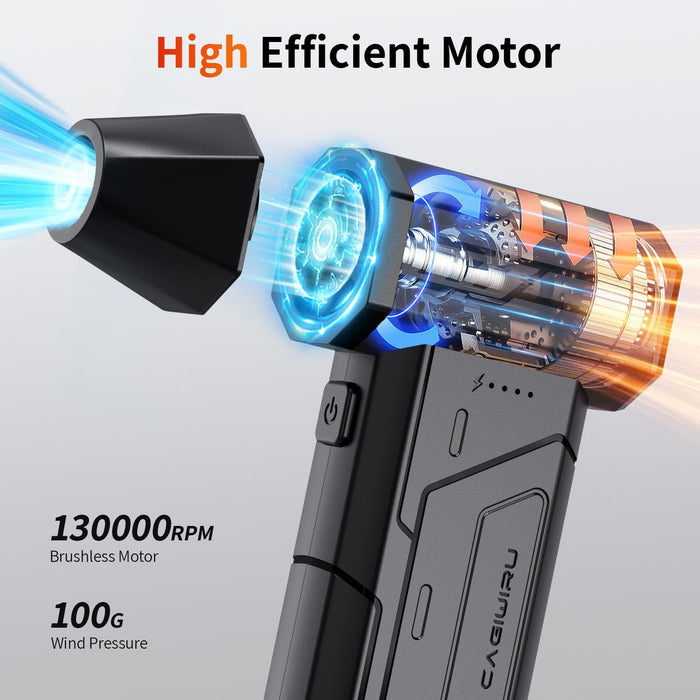 Compressed Air Duster,130000RPM Super Power Cordless Air Duster,Rechargeable Brushless Blower,3 Gear Adjustable Blower w