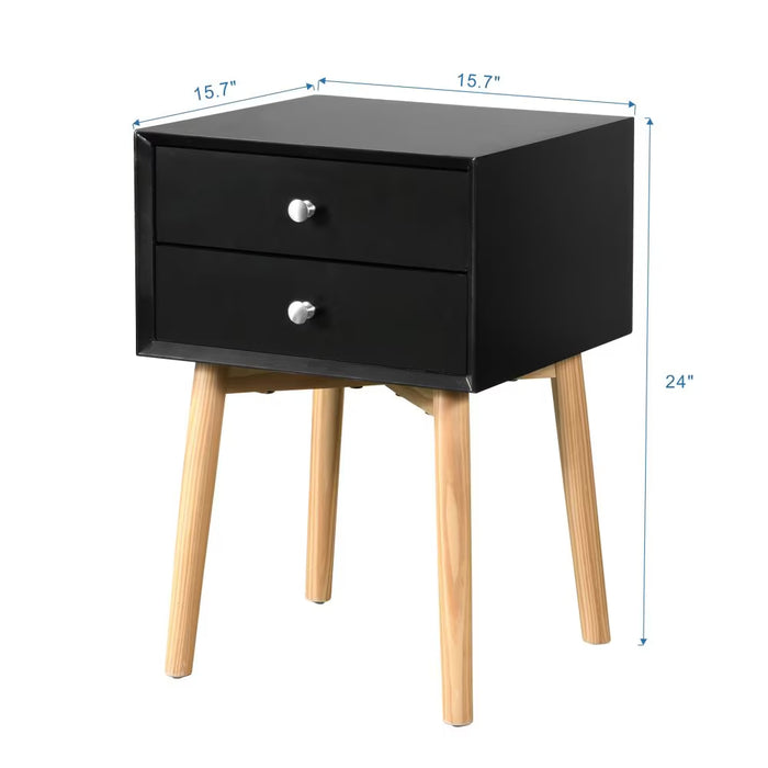 Mid-Century Two-Drawer Bedside Table