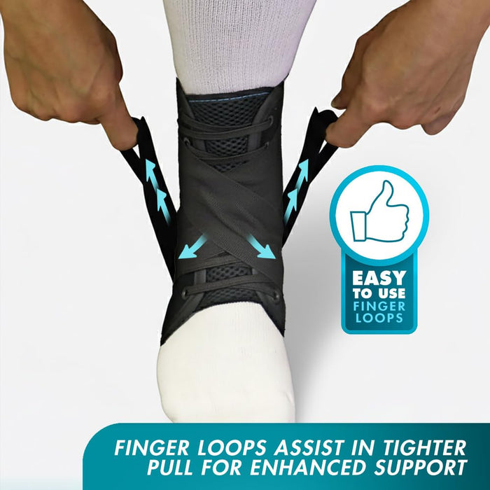 ASO Ankle Stabilizer Lace Up Ankle Brace Sprain Support Black, MD