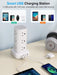6FT Power Strip Tower with Wireless Charger,Surge Protector with 12 Outlets