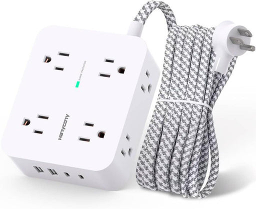 Surge Protector Power Strip, 1080J, 5 Ft Braided Extension Cord