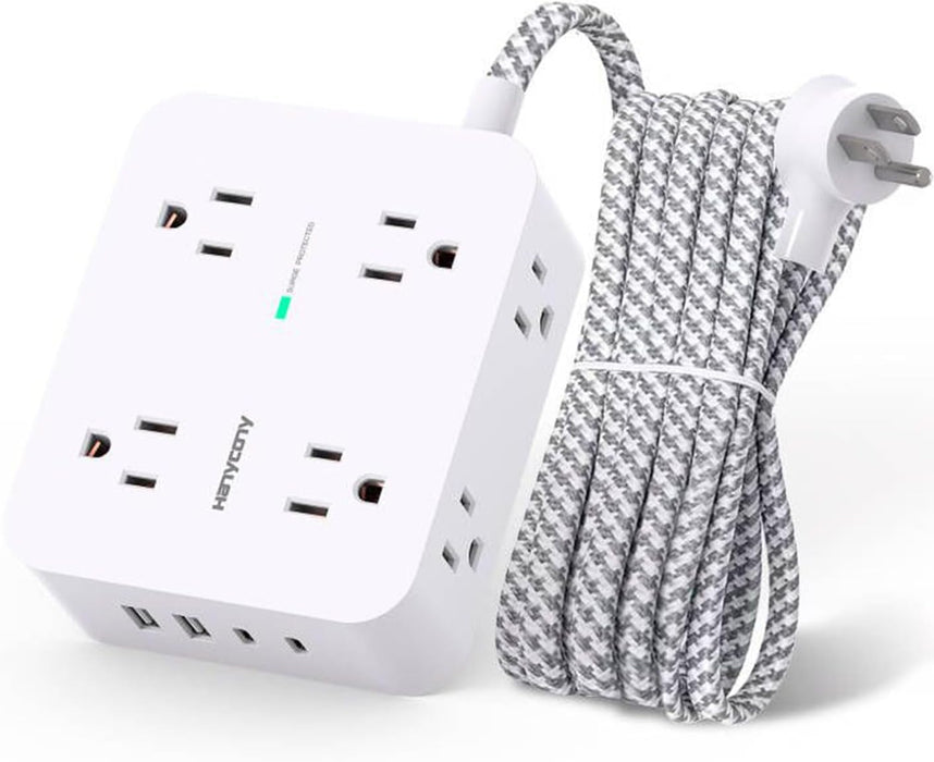 Surge Protector Power Strip, 1080J, 5 Ft Braided Extension Cord