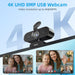 4K USB Webcam for PC,Auto Focus Streaming Web Cam,Dual Noise Reduction Mics