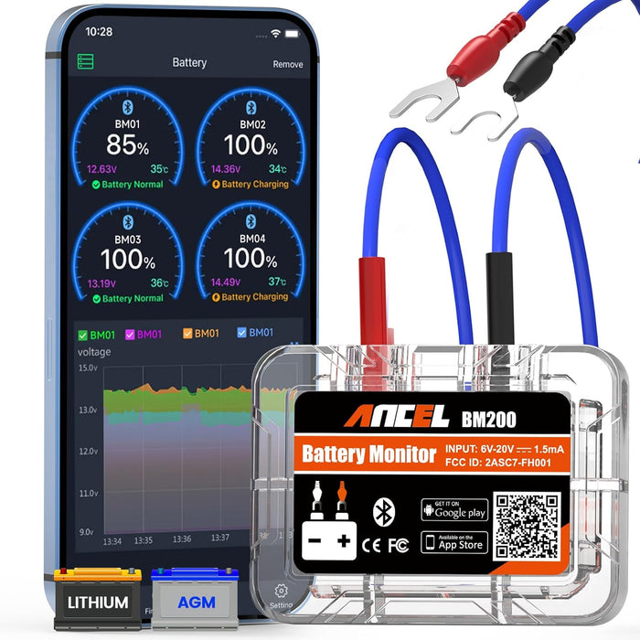 BM200 Battery Monitor Bluetooth, 12V Automotive Car Battery Tester