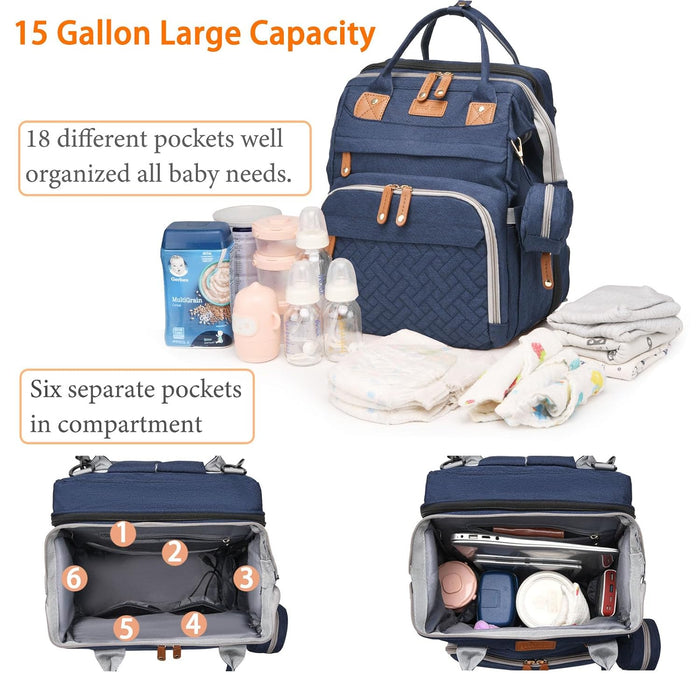 Baby Diaper Bag with Changing Station, Waterproof Diaper Bag Backpack for Moms Dads with USB Charging Port, Baby Shower 