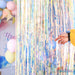 Iridescent Party Streamers Backdrop -  Neon Transparent Holographic Tinsel Foil Fringe Curtain for Mermaid/Frozen/Sea/Euphoria/ERAS Party Theme Decorations 3.2ft x 6.5ft 2 PCS