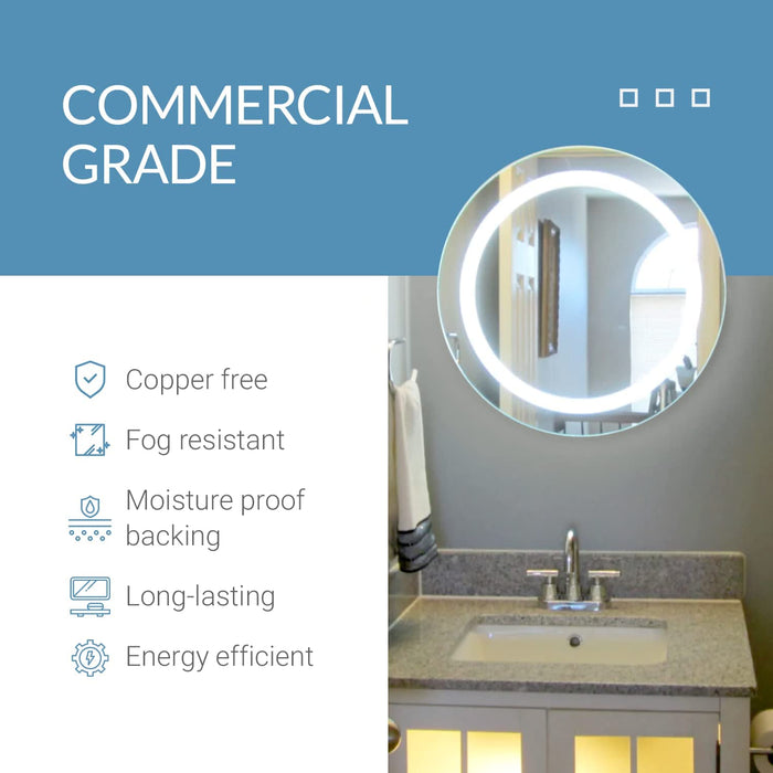 Circular LED Vanity Mirror - Front Lit Rounded Mirror for Bedroom, Bathroom or Shower - anti Fog & Wall-Mounted - Modern Home Decor - 44" Wide X 44" Tall