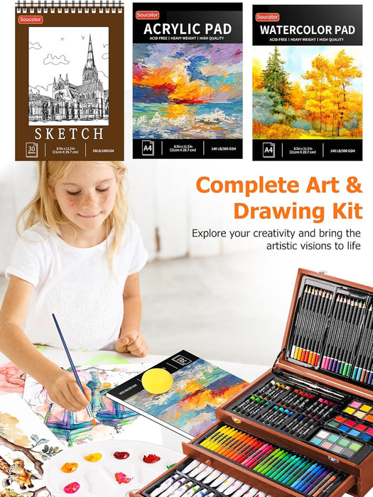 Art Supplies,192 Pack Deluxe Art Set Drawing Painting Supplies Kit