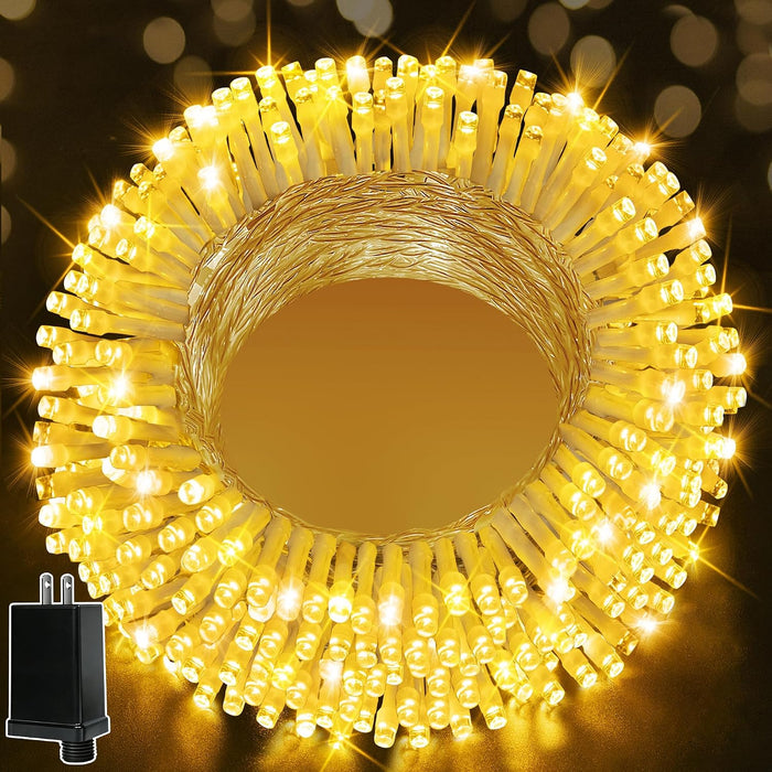 Christmas Lights 200LED 60FT Indoor, Warm White Connectable Plug in String Light Outdoor, 8 Modes Waterproof Timer LED Fairy Lights for House Outside Bedroom Patio Balcony
