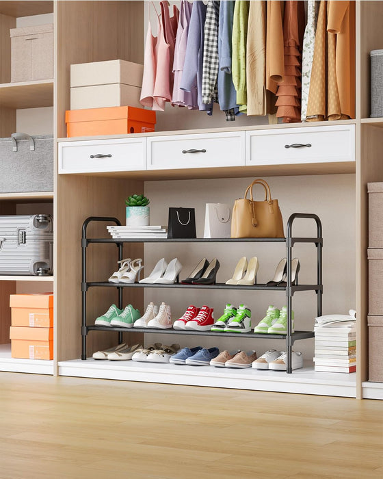 Extra-Long Shoe Rack for Closet, 39.0" Wide - 3 Tier, Black