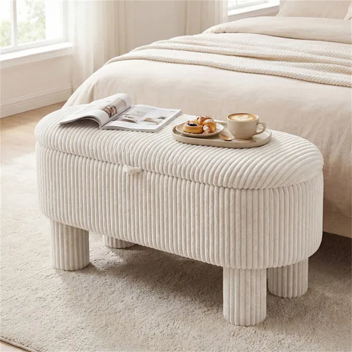 Corduroy Storage Bench with Hidden Compartment