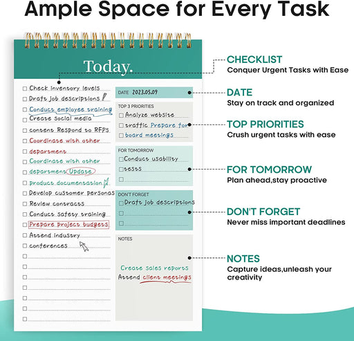 To Do List Notepad, Undated Daily Planner for Work and Goal Setting
