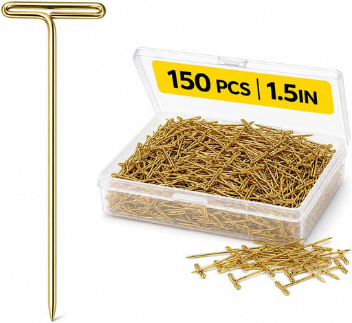 150PCS 1.5 Inch Gold Stainless Steel T-Pins for Wig Styling & Sewing