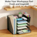 5-Tier Desk File Organizer with Drawer & Pen Holder (Black)