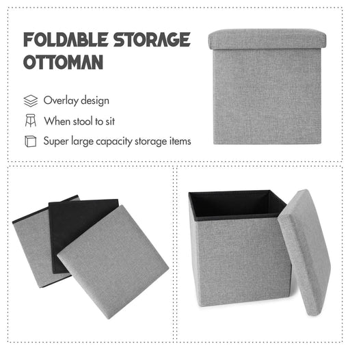 Folding Storage Ottoman Cube Space-Saving Storage Toy Box Foot Rest Stool Seat 11.8"