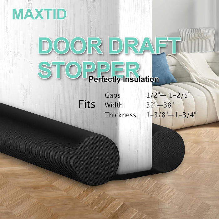 Under Door Draft Stopper for Bottom of Doors 38" Black
