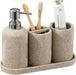 Bathroom Accessories Set,4 PCS Bathroom Organizer,Sand Stone Look,Beige