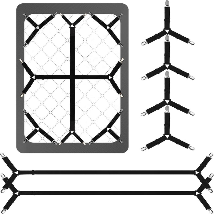 Bed Sheet Straps, 6 Pack, Adjustable Elastic Fitted Sheet Holders